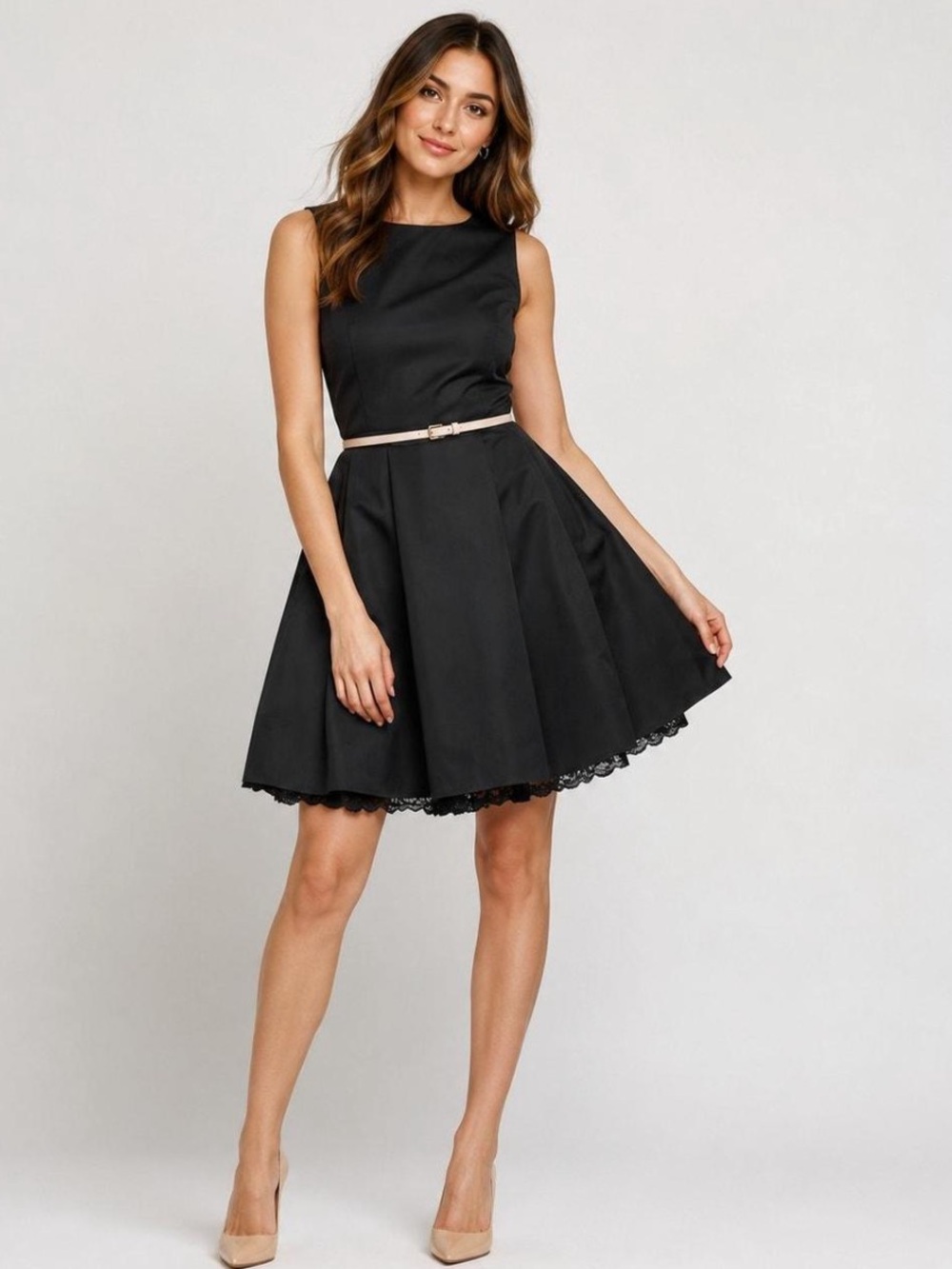 Jason Wu Target Black  Tulle Lace Hem Cocktail Dress  8   Original Belt